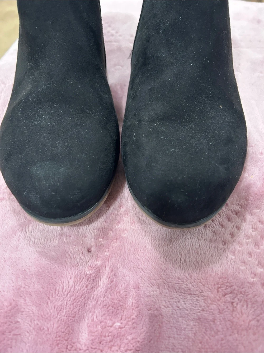 Cat & Jack Black Suede Ankle Boots with Side Zipper